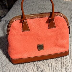 Dooney & Bourke Coral and Brown Satchel